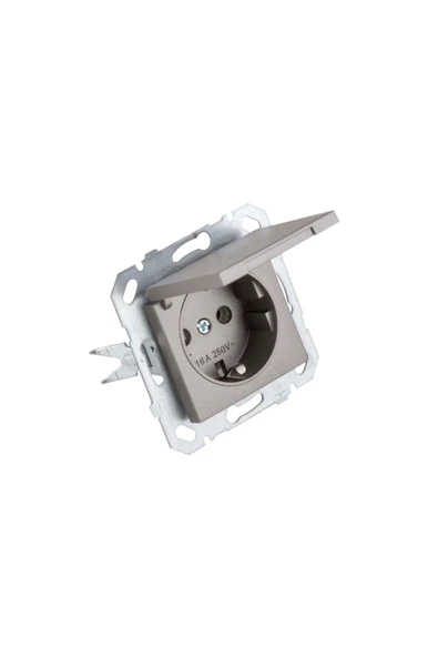 Byobu Antrasit Kapaklı Topraklı Priz Çerçevesiz ürün görseli 1