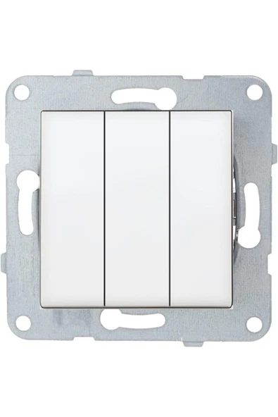 Byobu Üçlü Anahtar - 1 Kalite - Beyaz Renk (ÇERÇEVE HARİÇ) 1 Adet - Resim 3