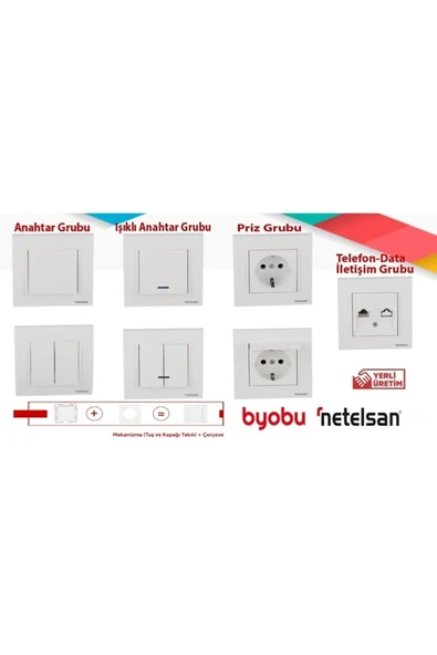 İkili Anahtar Komütatör 1.kalite Beyaz Renk (çerçeve Dahil) 1 Adet - Resim 4