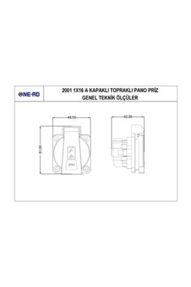 1x16a Kapaklı Topraklı Pano Prizi Nead - Resim 2