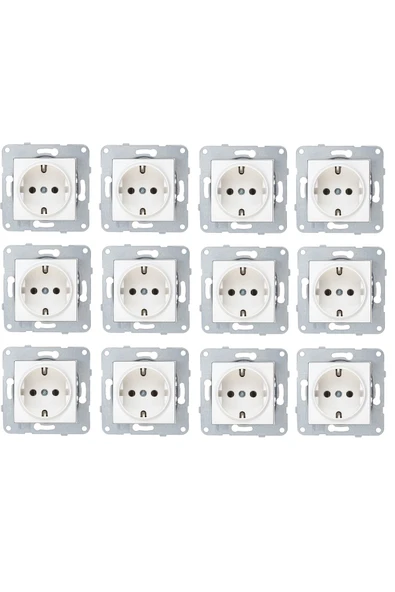 Byobu 12 Adet Beyaz Topraklı Priz Çerçevesiz ürün görseli 1