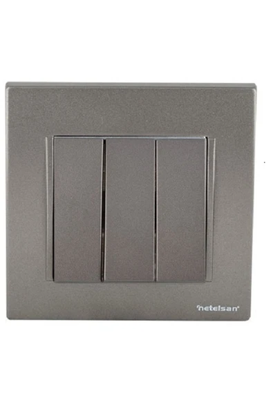 Byobu Antrasit Üçlü Anahtar (çerçeve Dahil) 1 Adet ürün görseli 1