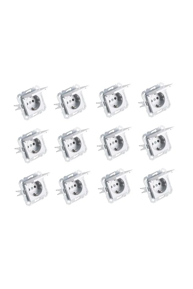 Byobu 12 Adet Parlak Gümüş Kapaklı Topraklı Priz Çerçevesiz ürün görseli 1