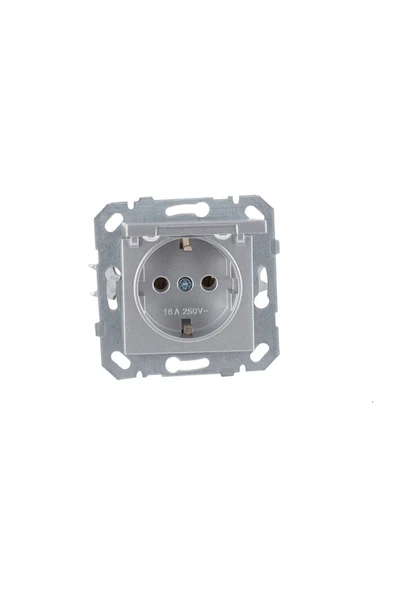 Byobu 12 Adet Parlak Gümüş Kapaklı Topraklı Priz Çerçevesiz - Resim 2