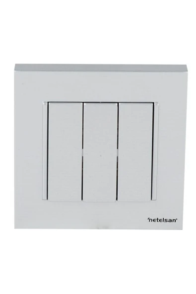 Byobu Parlak Gümüş Üçlü Anahtar (ÇERÇEVE DAHİL) ürün görseli 1