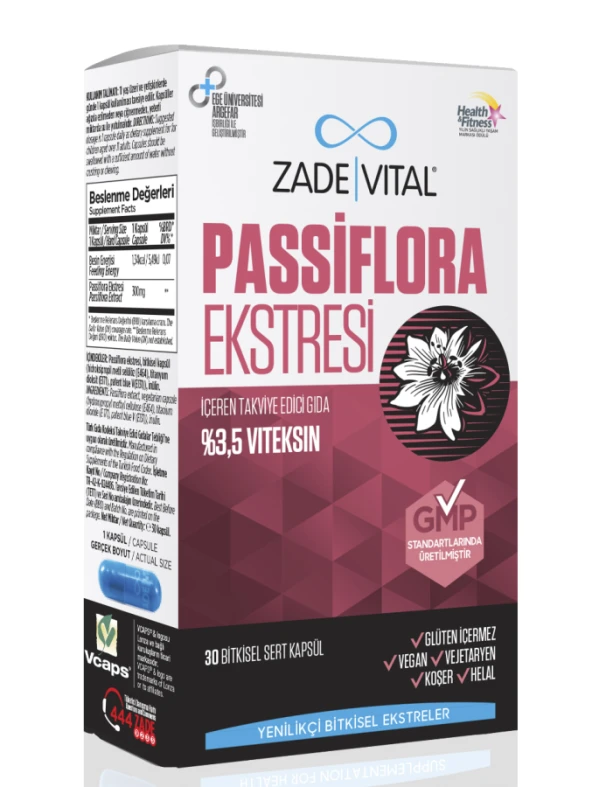 Zade Vital Passiflora Extresi 30 Bitkisel Sert Kapsül