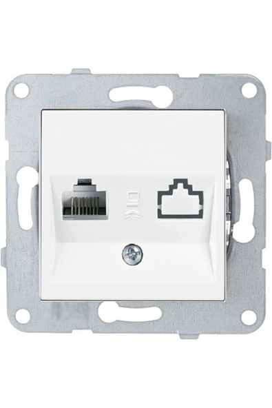 Byobu Beyaz Data Priz Cat6 Çerçevesiz ürün görseli 1