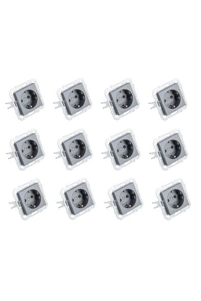 Byobu 12 Adet Füme Topraklı Priz Çerçevesiz ürün görseli 1