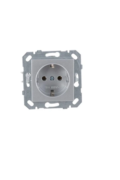 Byobu 12 Adet Parlak Gümüş Topraklı Priz Çerçevesiz - Resim 2