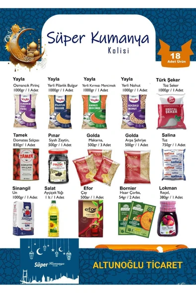 Yayla  Süper kumanya erzak kolisi Ramazan paketi 18 ürün 13 kg süper paket - 2