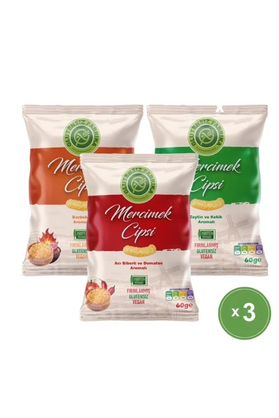 GLUTENSİZ FABRİKA  MERCİMEK CİPSİ KARMA PAKET 60 GRAM