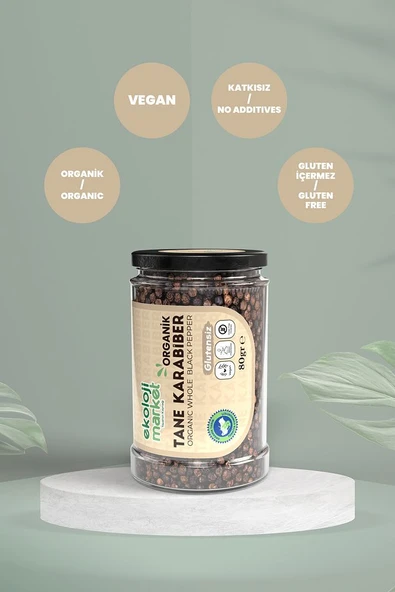 Organik Glutensiz Tane Karabiber 80 gr / Organic Gluten-free Whole Black Pepper 80 gr - 3