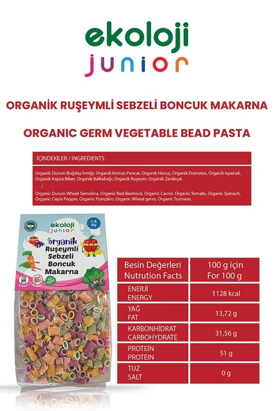 Organik Ruşeymli Sebzeli Boncuk 250 gr 3 Paket Organic Wheat Grain Vegetable Beads 250 gr 3 pack - 3