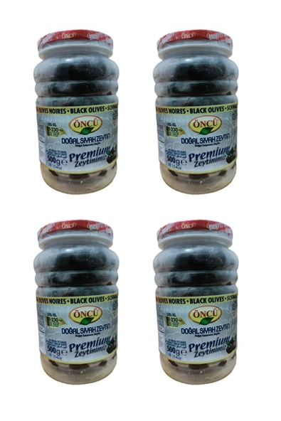 Öncü  Premium 181-230 2xl-xl salamura siyah zeytin pet 500 gr 4 adet
