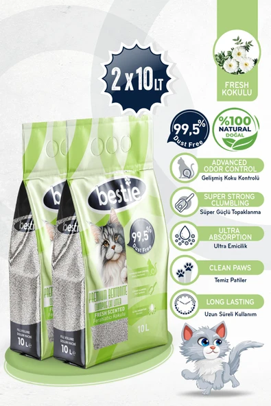 Bestie Fresh Kokulu Topaklanan Kedi Kumu 10 Lt - 3