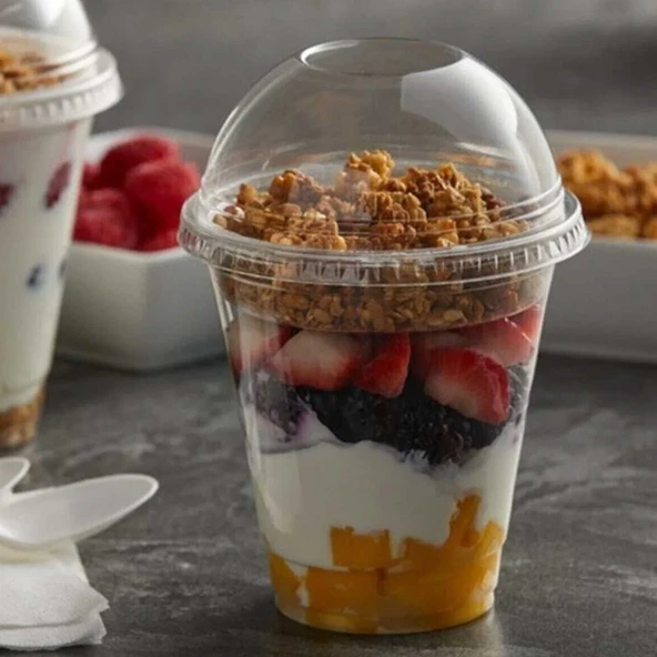 Pet Plastik Limonata Milkshake Bardağı Bombe Kapaklı 350 CC (25 Adet) - 2