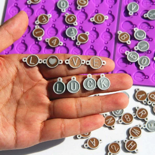 Silikon Epoksi Bileklik Kolye Tespih Harf Pulu Kalıbı Tek Delikli 9636 - 6