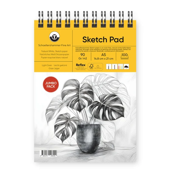 Schoellershammer Jumbo Sketch Pad Eskiz Defteri 90 gr A5 100 Yaprak Naturel Beyaz - Resim 2