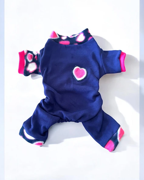 Heart Bites Kalın Penye Köpek Tulum Pijama