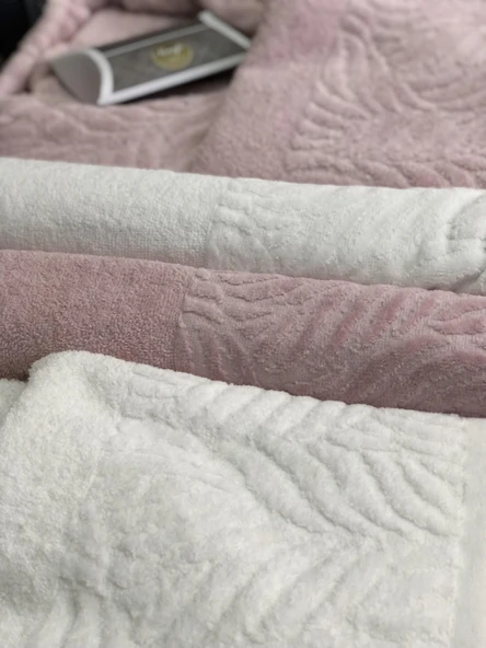 Royam Yanar Home Pamuklu Jakarlı 8 Parça Aile Bornoz Seti Takımı - 6