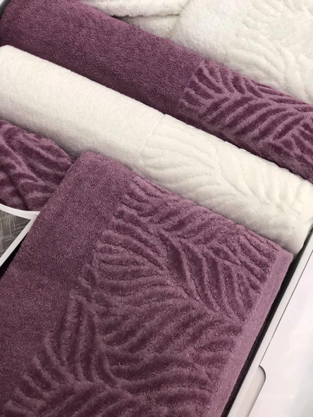 Royam Yanar Home Pamuklu Jakarlı 8 Parça Aile Bornoz Seti Takımı - 4