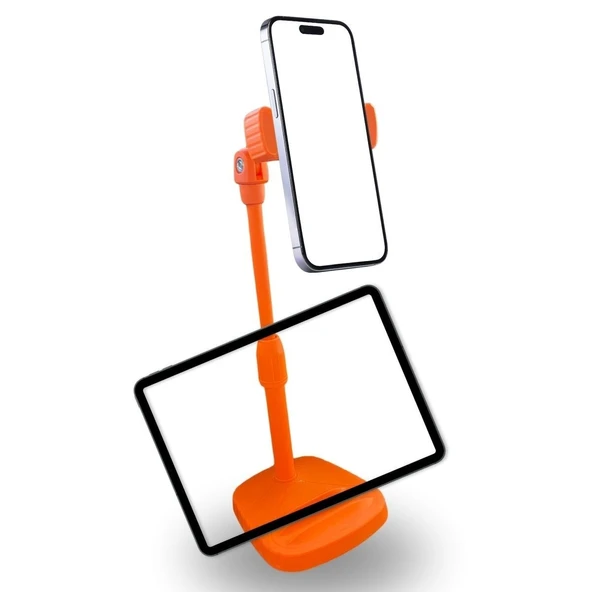 BUFFER® Masa Üstü Tablet ve Telefon Tutucu Plastik Aparat Turuncu Telefon Standı - 3