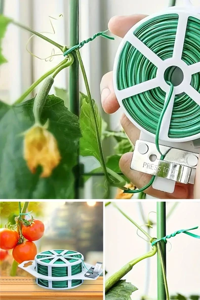 BUFFER® 50 Metre Kendiliğinden Kesici Bıçaklı Bitki Saksı Kablo Sabitleme Teli - 6