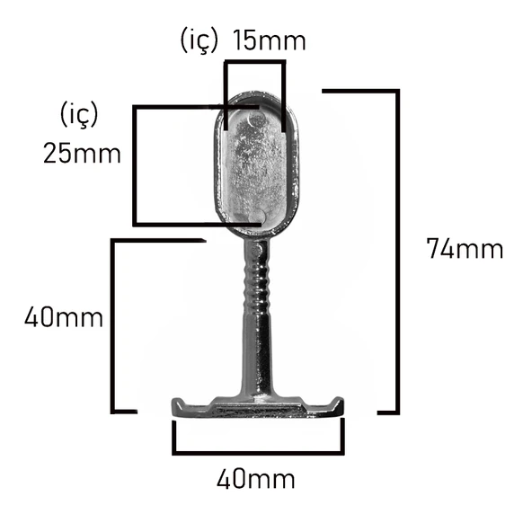 Oval Ayaklı Flanş Dolap İçi Halka Gardrop Elbise Askı Flanşı Boru Tutucu Aparatı -2 Adet - 3