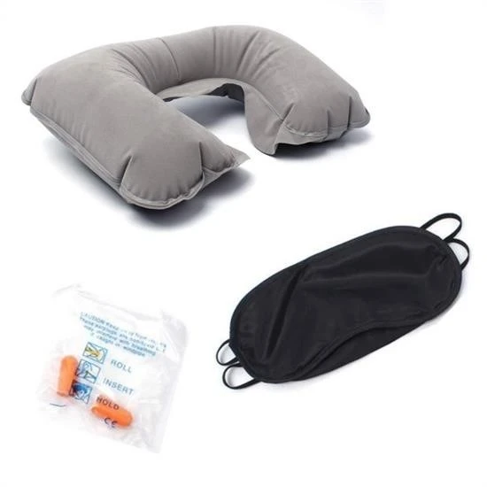 Üçlü Seyahat Seti Şişme Yastık Göz Bandı Kulak Tıkacı - Resim 15