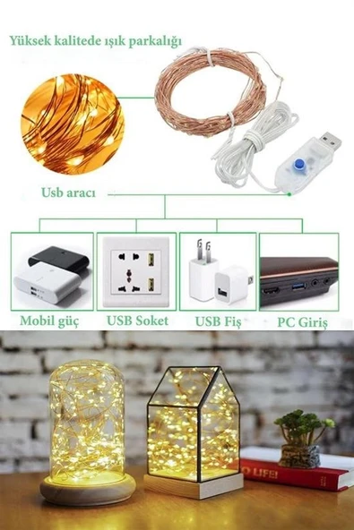 Yılbaşı ve Özel Konsept Dekorasyon 5 Mt USB Bağlantılı Led Işık - 2