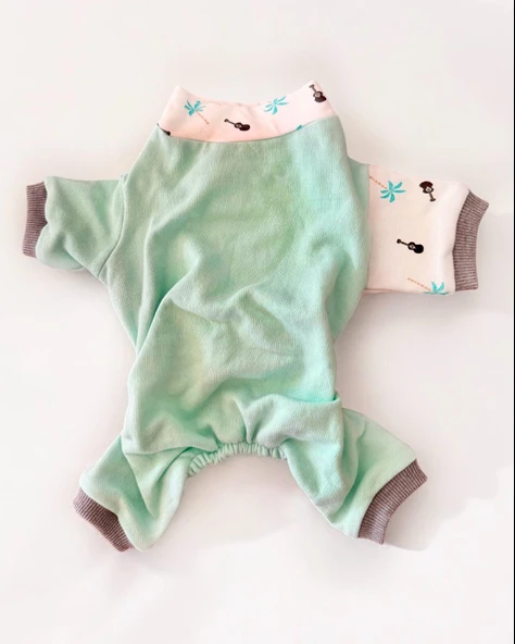Minty Palm Kalın Penye Kedi Tulum Pijama - Resim 3