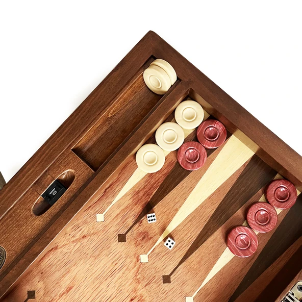 Meta Paduk Numeratörlü Masif Ahşap Tavla Kırmızı - 5