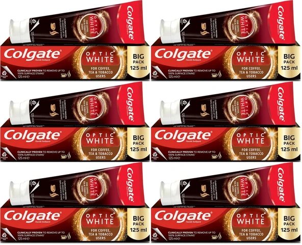 Colgate Diş Macunu Optic White 125ML Çay-Kahve-Sigara (6 Lı Set)