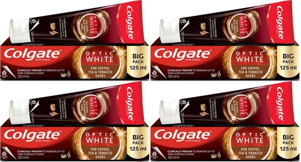 Colgate Diş Macunu Optic White 125ML Çay-Kahve-Sigara (4 Lü Set)
