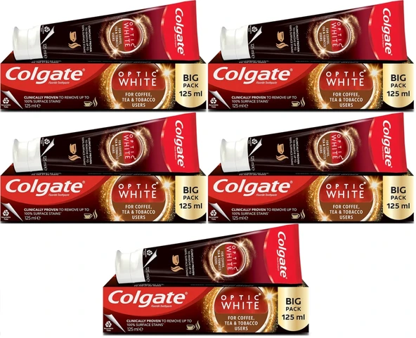 Colgate Diş Macunu Optic White 125ML Çay-Kahve-Sigara (5 Li Set)