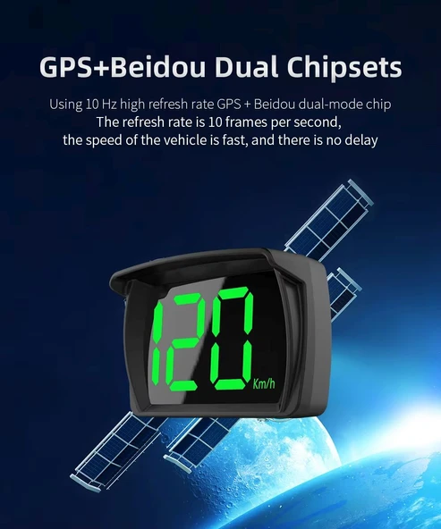 GPS Hız Ölçer Araç Motorsiklet Hız Göstergesi Dijital USB Beslemeli Otomotik Aç Kapa - 6