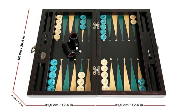 Meta Black Green Numeratörlü Masif Ahşap Tavla Siyah Yeşil - 4