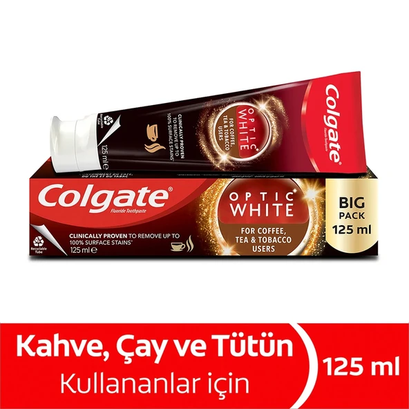 Colgate Diş Macunu Optic White 125ML Çay-Kahve-Sigara (9 Lu Set) - 3