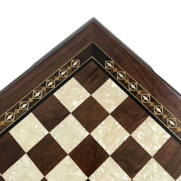 Flat Ayaklı Ahşap Satranç Tablası Küçük Ceviz 35x35cm - 6