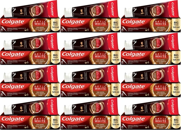 Colgate Diş Macunu Optic White 125ML Çay-Kahve-Sigara (12 Li Set)
