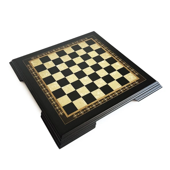 Flat Ayaklı Ahşap Satranç Tablası Küçük Siyah 35x35cm - 5