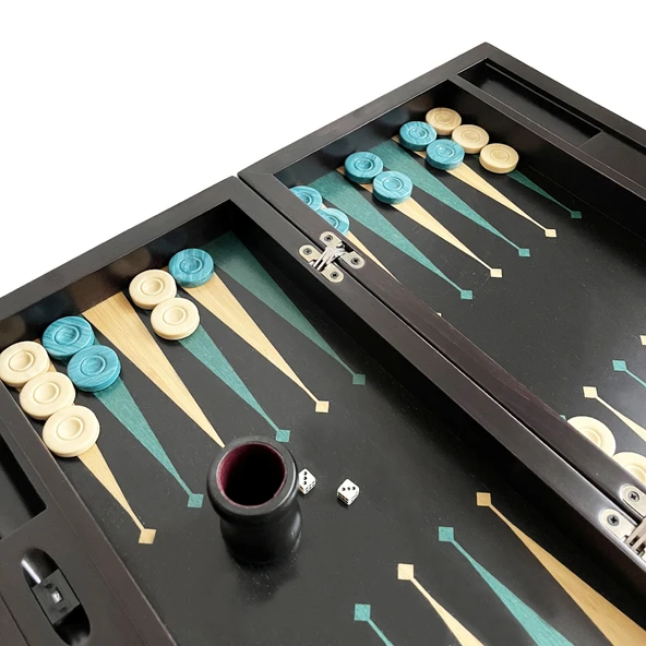 Meta Black Green Numeratörlü Masif Ahşap Tavla Siyah Yeşil - 6