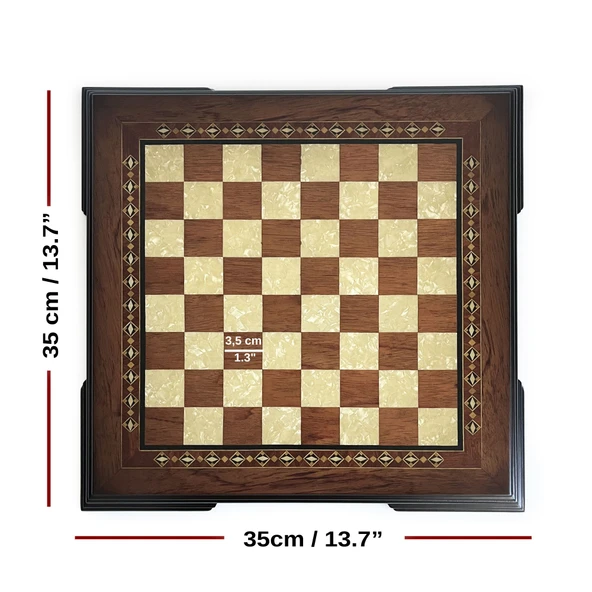 Flat Ayaklı Ahşap Satranç Tablası Küçük Gül 35x35cm - 3