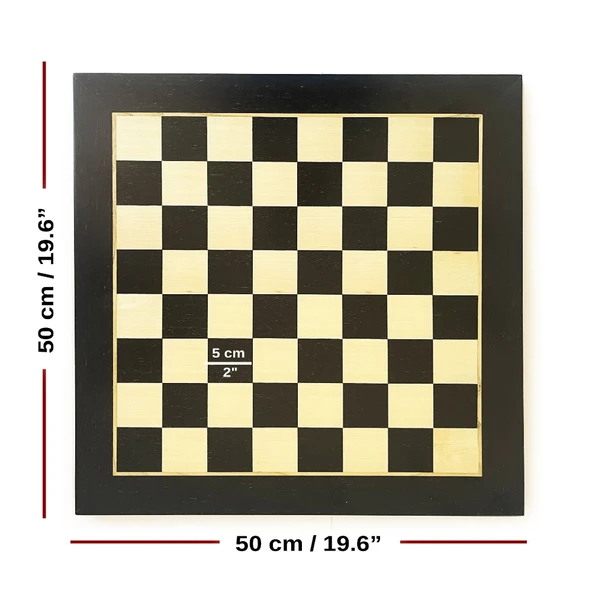 El Yapımı Ahşap Satranç Tablası Siyah 50x50cm - 3