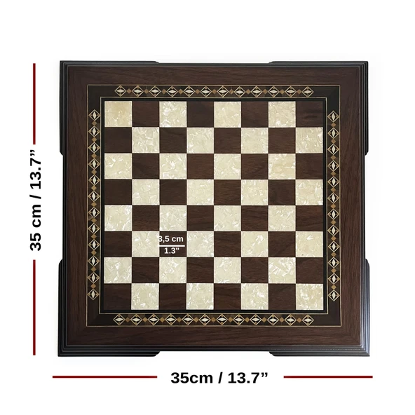 Flat Ayaklı Ahşap Satranç Tablası Küçük Ceviz 35x35cm - 3