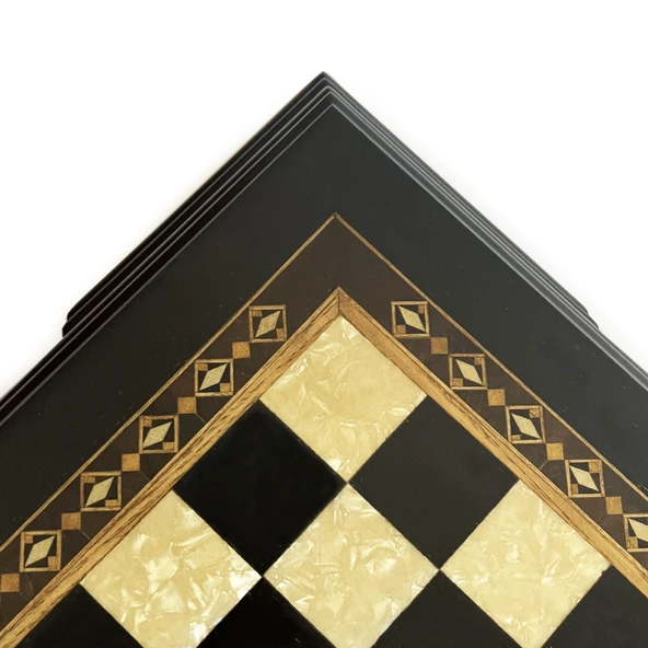 Flat Ayaklı Ahşap Satranç Tablası Küçük Siyah 35x35cm - 6