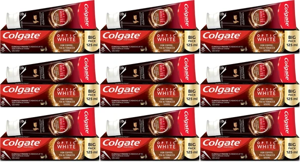 Colgate Diş Macunu Optic White 125ML Çay-Kahve-Sigara (9 Lu Set)