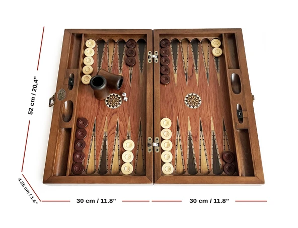 Genius El Oyması Ahşap Tavla Seti Gül - 4