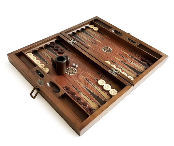 Genius El Oyması Ahşap Tavla Seti Gül - 3