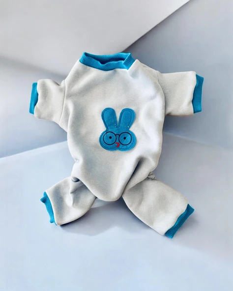 Blue Bunny Kalın Penye Köpek Tulum Pijama - 4